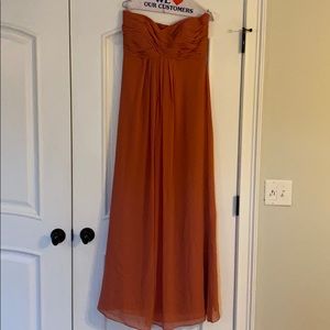 Bill levkoff burnt orange strapless dress
